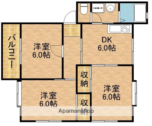 コスミック富塚 A(3DK/2階)の間取り写真