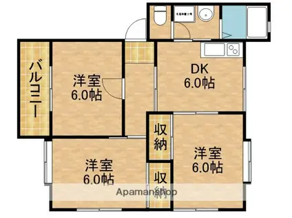 コスミック富塚 A(3DK/2階)の間取り写真