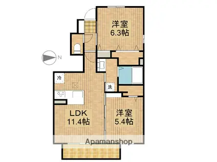 クランベリーKAMO(2LDK/1階)の間取り写真