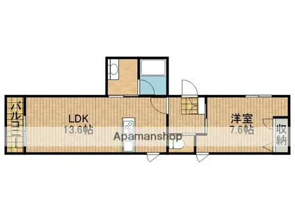 KALMARK海老塚(1LDK/1階)の間取り写真