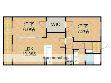 スウィートベル(2LDK/2階)の間取り写真