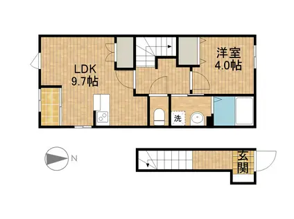 GRAND VILLA(1LDK/2階)の間取り写真