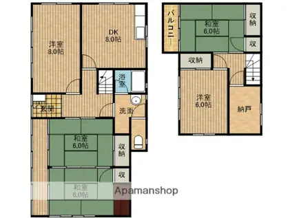 東海道本線 焼津駅 バス乗車時間:30分 下小田バス停で下車 徒歩3分 2階建 築46年(5DK)の間取り写真