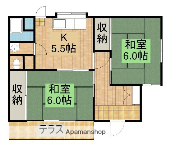 東海道本線 磐田駅 バス乗車時間:10分 郷社裏バス停で下車 徒歩3分 1階建 築54年(2K)の間取り写真