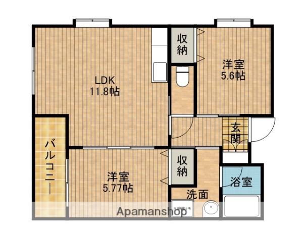 西焼津メゾン小石川(2LDK/1階)の間取り写真