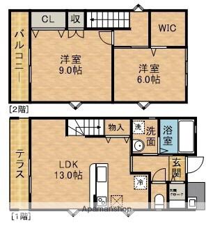 東海道本線 浜松駅 バス乗車時間:69分 館山寺町バス停で下車 徒歩2分 2階建 新築(2LDK)の間取り写真