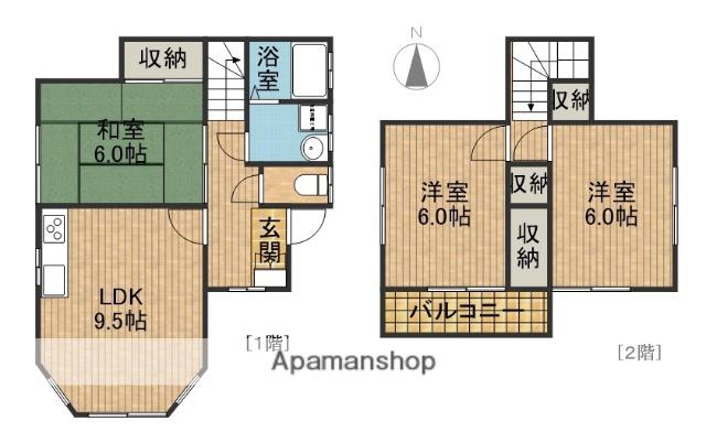東海道本線 浜松駅 バス乗車時間:13分 おかめ坂バス停で下車 徒歩7分 2階建 築36年(3DK)の間取り写真
