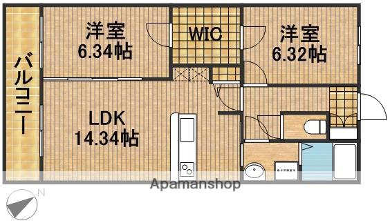 デラパーチェ(2LDK/3階)の間取り写真