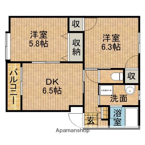 エクレール(2DK/3階)の間取り写真