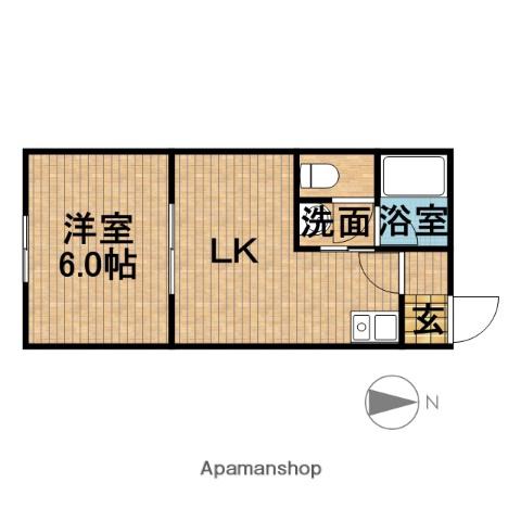 スカイハイツ(1DK/1階)の間取り写真
