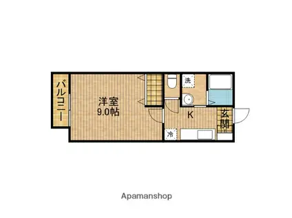 ベイサージュ神戸(1K/2階)の間取り写真