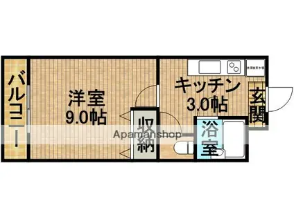 リュバン ヴェール(1K/2階)の間取り写真
