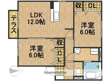 CASA RAFFINA(2LDK/1階)の間取り写真
