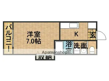 ハイツ初馬(1K/2階)の間取り写真