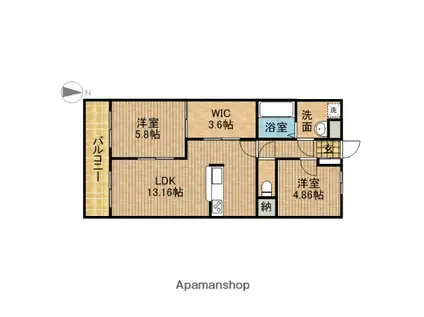 ラ・ファミーユ(2LDK/1階)の間取り写真
