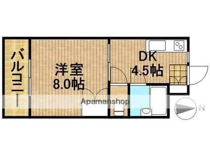 アネックス根洗(1DK/3階)の間取り写真