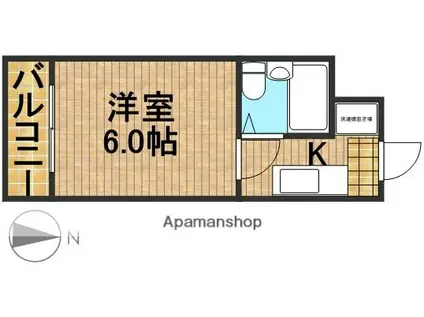 エクセルFI(1K/2階)の間取り写真