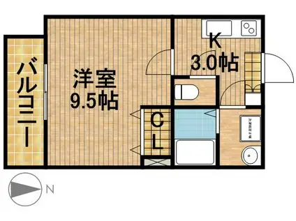 BEAUTIFUL LIFE(1K/2階)の間取り写真