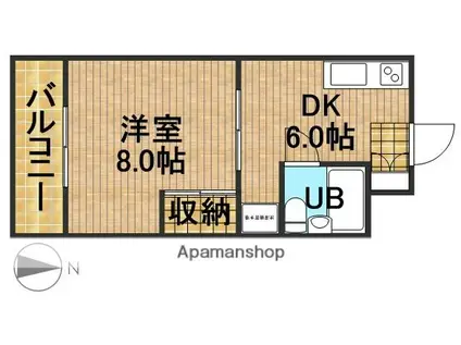 グランドゥールⅡ(1DK/4階)の間取り写真