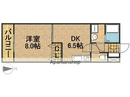 FORCEⅤ(1DK/2階)の間取り写真