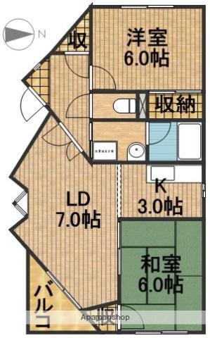 エヴァ・グリーン(2LDK/2階)の間取り写真