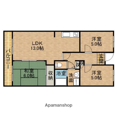 東海道本線 藤枝駅 バス乗車時間:8分 谷稲葉入口バス停で下車 徒歩2分 4階建 築30年(3LDK/1階)の間取り写真