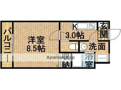 BE-FULLⅠ(1K/2階)の間取り写真