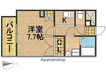 コンフォート高塚(1K/1階)の間取り写真