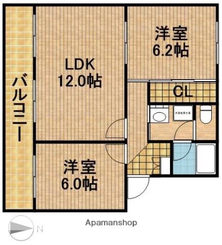 上島マンション(2LDK/3階)の間取り写真