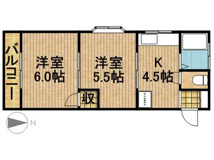 シャローゼ(2K/2階)の間取り写真