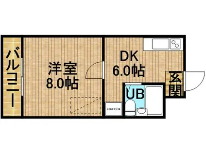 ライブ小島Ⅱ(1DK/2階)の間取り写真