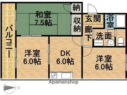 オズハウス5(3DK/2階)の間取り写真