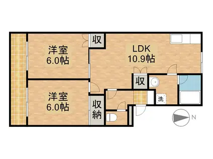 アンシャンテ(2LDK/2階)の間取り写真