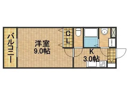 クランマーク(1K/3階)の間取り写真