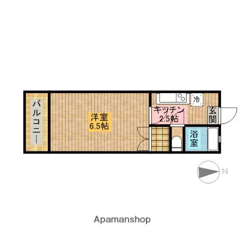 ビバリーハウス萩丘B(1K/2階)の間取り写真