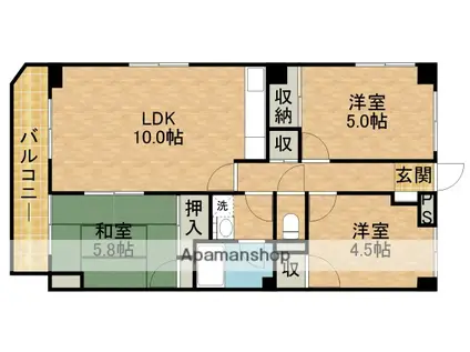 ホリホックイン和田(3LDK/3階)の間取り写真