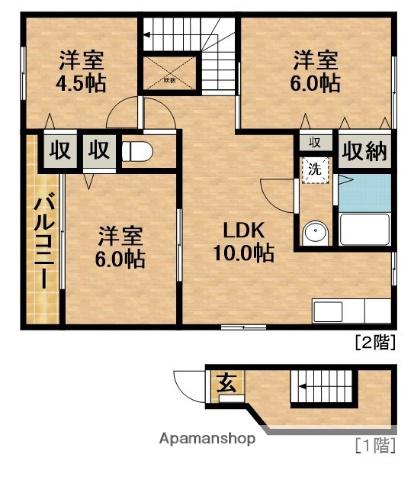 フローレンスⅠ(3LDK/2階)の間取り写真