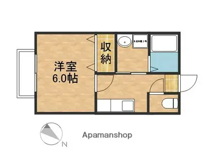 クリスタルⅡ(1K/2階)の間取り写真