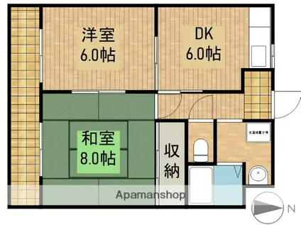 ナタシオン(2DK/1階)の間取り写真