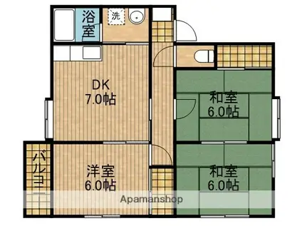 ハイツリップル(3DK/2階)の間取り写真