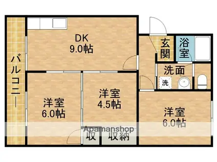 柳田マンション(3DK/3階)の間取り写真