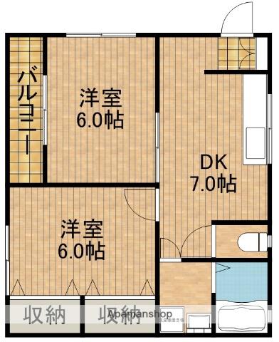 エバーフィールド(2DK/1階)の間取り写真