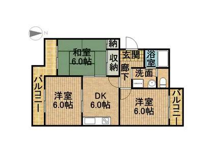 マンションロイヤルアイリス(3DK/5階)の間取り写真