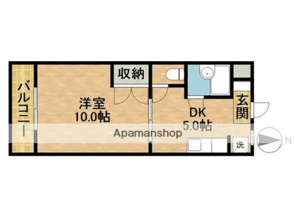 グランドキャニオン(1DK/1階)の間取り写真