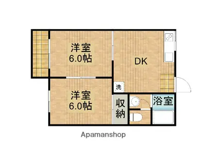 メゾンあいB(2DK/1階)の間取り写真