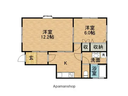 クレシェンテⅡ(2K/1階)の間取り写真