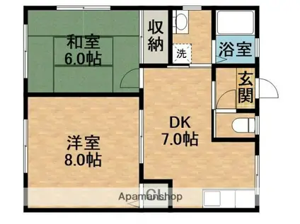 サンハイツ蛭池(2DK/1階)の間取り写真