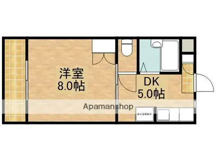マンションヒカリⅠ(1DK/1階)の間取り写真
