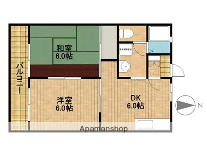 マンションアカツキ(2DK/4階)の間取り写真