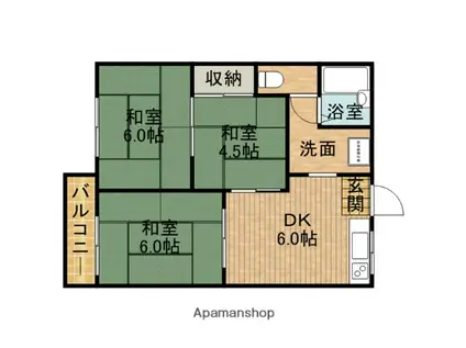 セリーヌ大井川(3DK/1階)の間取り写真